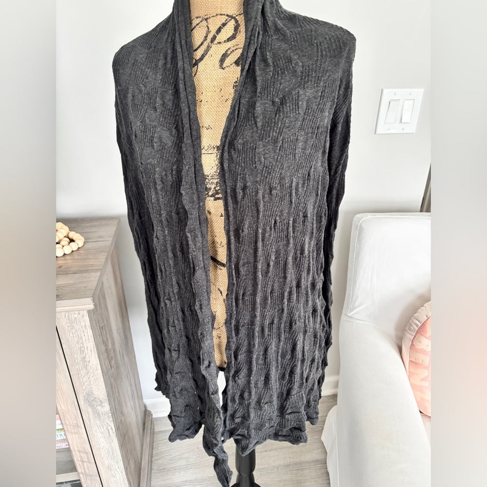 Maggie O'Leary Gray Open Front Cardigan Size Medium